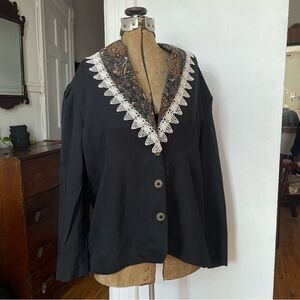 Black Jacket with Lace Collar 80s